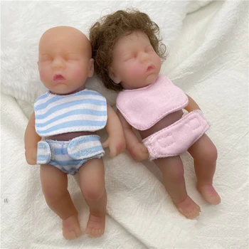 2022 6 cali 15 cm Mini Reborn Baby Doll Lalka Dziewczynka Całego Ciała Silikonowa Realistyczna Sztuczna Miękka Zabawka z Укорененными Włosami Dropshipping