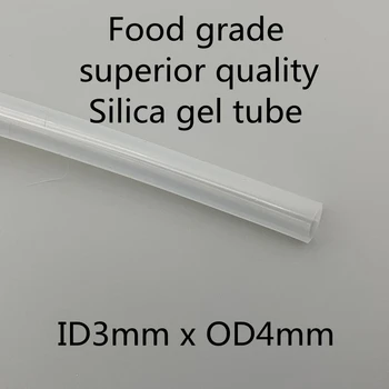 3x4 Silikonowa Rurka ID 3 mm OD 4 mm Spożywczy Elastyczna Rurka Do Napojów odporność na temperaturę Nietoksyczny, Przezroczysty